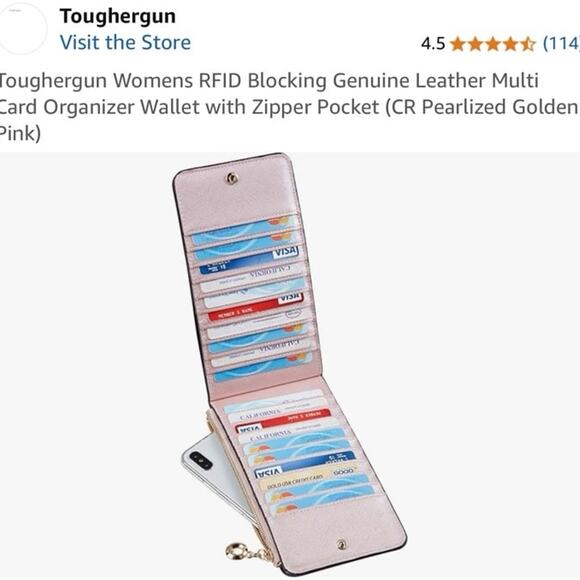 Toughergun Womens RFID Blocking Multi Card Organizer Wallet with Zipper Pocket - Picture 9 of 12